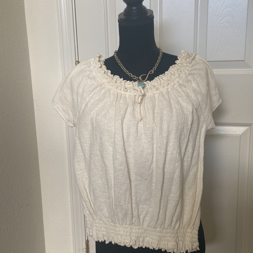 Madewell Texture & Thread Drawstring Cream Top Si… - image 5